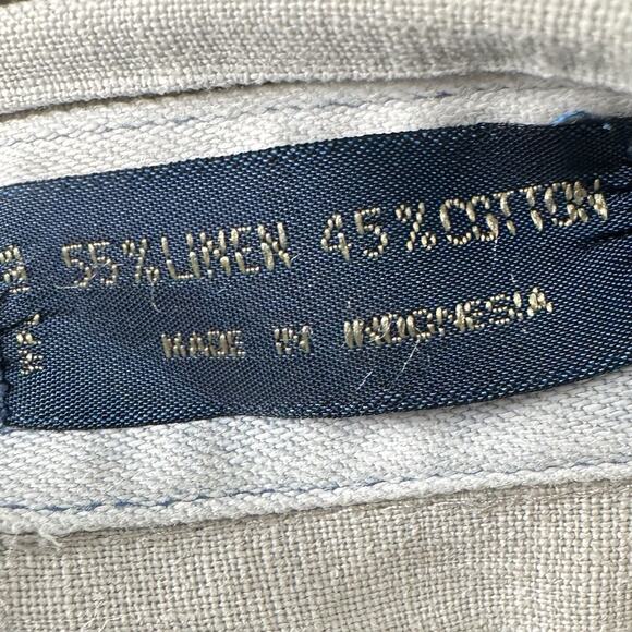 VTG Chaps Ralph Lauren Mens L Beige Linen Cotton Button Down Summer Casual Shirt - Picture 8 of 10